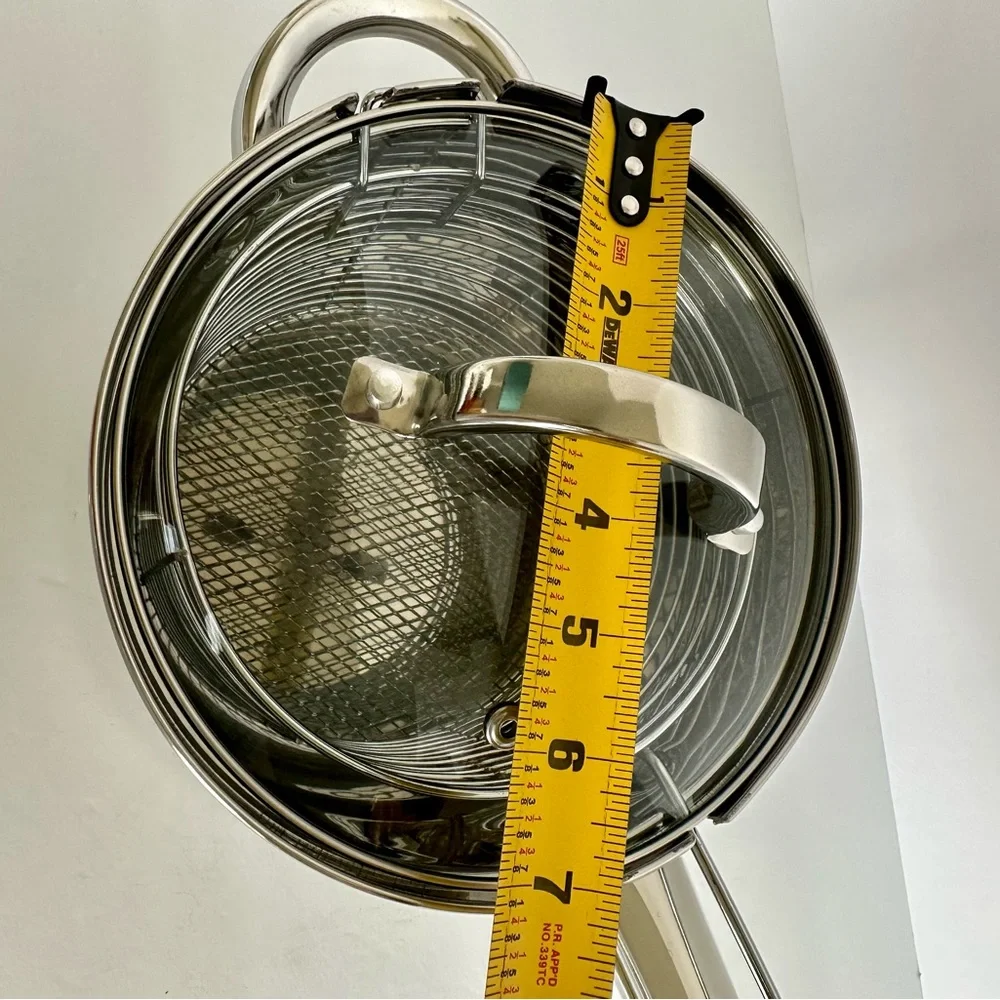 Oster Sangerfield deep stainless steel 3-piece deep cookware, wire basket, & lid